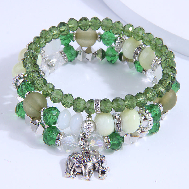 Aleación de vidrio de vidrio al por mayor pulsera colgante de elefante pequeño
